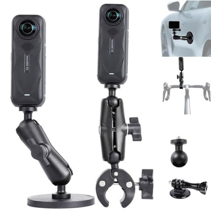 PellKing Motorcycle Handlebar Mount Car Mangetic Accessories Kit for Insta360 X5/X4/X3,88mm Magnetic Mount with 360 Degree Rotation,Ball Head Clamp Handlebar Clamp for Insta360 X5 and GoPro 13/12/11