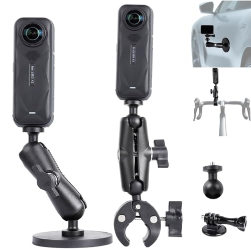 PellKing Motorcycle Handlebar Mount Car Mangetic Accessories Kit for Insta360 X5/X4/X3,88mm Magnetic Mount with 360 Degree Rotation,Ball Head Clamp Handlebar Clamp for Insta360 X5 and GoPro 13/12/11