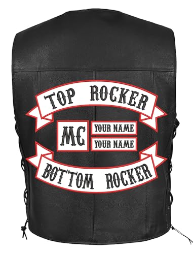 5Pcs Custom Biker Embroider Patches Personalized Rocker Patch Rider Motorcycle Patches Back Name Patch for Vest Jacket Multiple Sizes and Colors (Streamer/White) - color: streamer/White