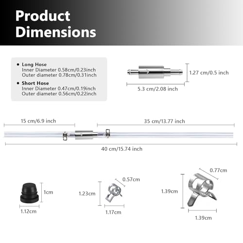 Brake Bleeder Hose- One Way Check Valve Tube Deflation Kit with with Nozzle Cap & Metal Clamp for Motorcycle Clutch (2pack)