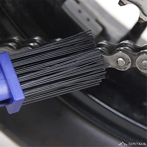 Motorcycle Chain Brush – O-Ring Safe, 3-Sided PP Chain Cleaning Brush, Reinforced PP Handle, Dual-Sided Sprocket & Drivetrain Tool, No Removal Needed – Dirt Bike, MTB, Road Bike, Cruiser, ATV - style: Motorcycle Chain Cleaner Brush