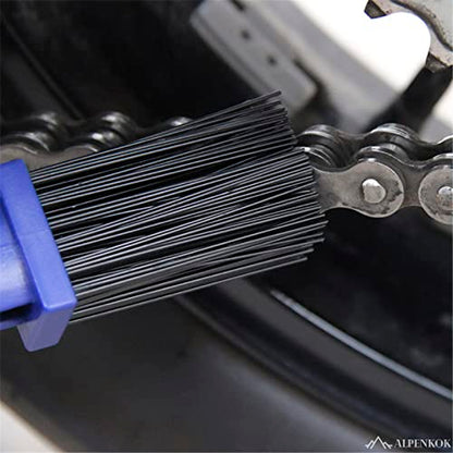 Motorcycle Chain Brush – O-Ring Safe, 3-Sided PP Chain Cleaning Brush, Reinforced PP Handle, Dual-Sided Sprocket & Drivetrain Tool, No Removal Needed – Dirt Bike, MTB, Road Bike, Cruiser, ATV - style: Motorcycle Chain Cleaner Brush