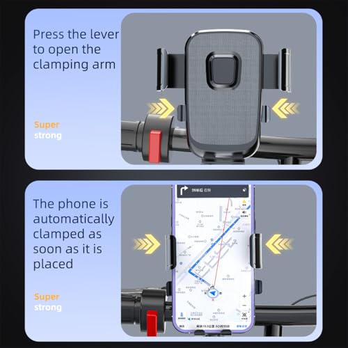Motorcycle Phone Mount - [Dual Shock Absorbers] [Metal Adjustable Arm] | Bicycle Handlebar Phone Holder, Fits iPhone 16/15/14/13 Pro Max, 4.7-6.7 Inch Phones