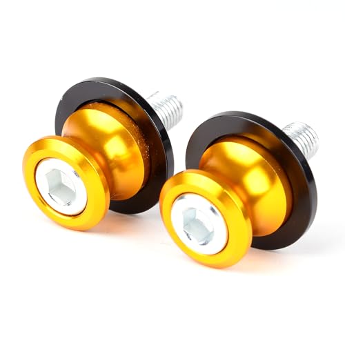 Goldfire 2pcs 10MM M10 X1.25 Motorcycle Swing arm Sliders Spools CNC Swing Arm Stand Screw for FZR 1000/600R/400 for Kawasaki Z750 /Z750S/ Z750R /ER-6F /ER-6N /Duke 125/200/390 (Yellow) - color: Yellow