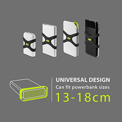BONE Power Strap, Bicycle Power Bank Mount for Bike Tie Series, Scratch-Free Silicone Strap with Anti-Slip X-Shaped Design, Quick Setup Holder Compatible with Most Portable Chargers - style: Charger Mount