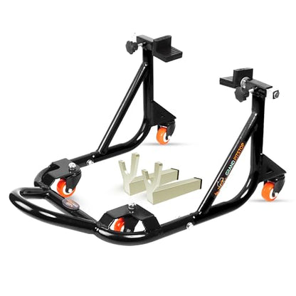 Grand Pitstop Universal Adjustable Rear Paddock Stand for Motorcycle with Swingarm Rest (360° Dismantable, Black, Motorcycle Weight Up to 500 lbs/ 226 Kgs)