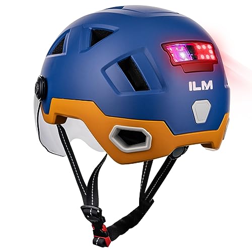 ILM Smart Adult Bike Helmet with Automatic G-Sensor Turn Signal & Brake Warning LED Light Control Road Cycling Helmet E3-12LS - color: Yellow Blue, size: Large-X-Large