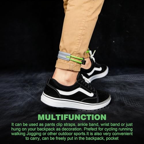 2 Pack Bicycle Pant Leg Straps, Adjustable Reflective Bike Trouser Clips with Quick Release Buckle for Cycling