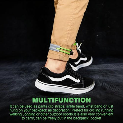 2 Pack Bicycle Pant Leg Straps, Adjustable Reflective Bike Trouser Clips with Quick Release Buckle for Cycling