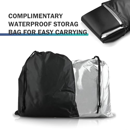 Motorcycle Cover, 190T Anti-scratch Waterproof Shield for All Seasons, Full Coverage Windproof Protector with Fixed Buckle Strap, Anti-theft Outdoor Accessory with Lock-holes (Black)