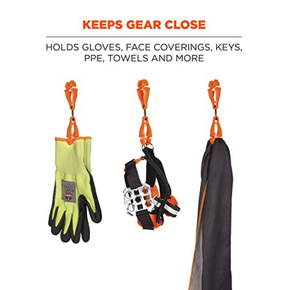 Ergodyne Squids 3420 Swiveling Glove Clip Holder with Dual Clips - color: Orange - Single, size: 1 Count (Pack of 2)