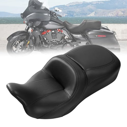 C.C. RIDER Motorcycle Gel Seat Hammock Seat fit for Harley Touring Road King FLHR Street Glide FLHX Road Glide FLTRX Electra Glide FLHTC 2009-2023 CVO Models 2009-2022 - color: 45#Gel Black