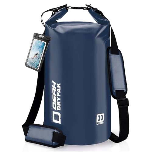 Waterproof Dry Bag, 5L/10L/20L/30L/40L Roll Top Lightweight Storage Backpack with Phone Case for Women & Men, Floating Waterproof Sack for Travel, Swimming, Kayaking, Paddle Board, Camping & Beach - color: DARK BLUE, size: 30L