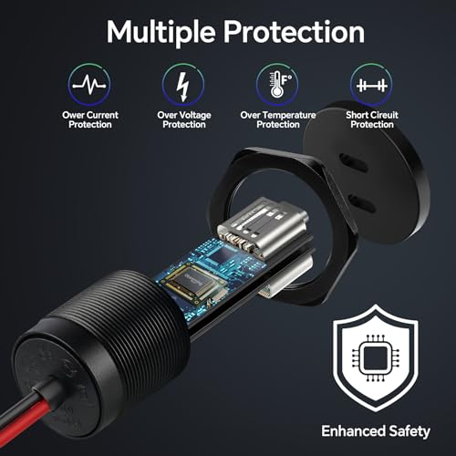 50W 12V USB Outlet Dual 25W USB-C Charger PD 3.0 Aluminum Fast Charging Socket, Replacement Car Charger Accessories for RV Camper Trailer Truck Boat Golf - color: 1Pcs