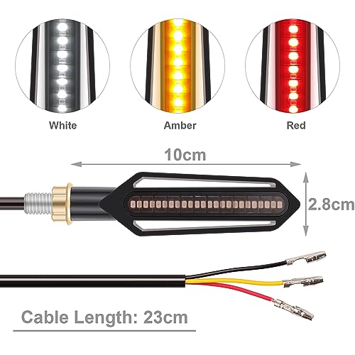 Kinstecks 4PCS Motorcycle Indicators Flowing Turn Signal Lights Motorbike Turning Indicators Daytime Running Lights Brake Lights 12V for Motorcycle Motorbike Scooter Quad Cruiser Off Road
