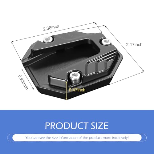 Motorcycle Kickstand Pad, Aluminum Alloy Side Stand Extension Plate, Anti-Sink Support Accessory, Universal Kickstand Foot Pad for Most Motorcycles (Black)