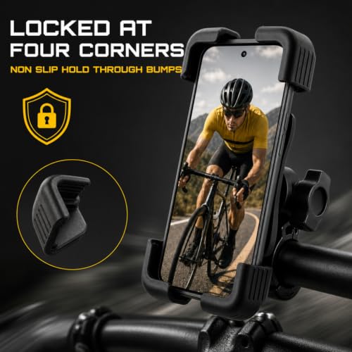 Cycle Phone Mount, 4.5-7" Smart Phones, Handlebar Grip Mount with Vibration Dampening System, Secure Quick-Release Design for Motorcycles and Bicycles