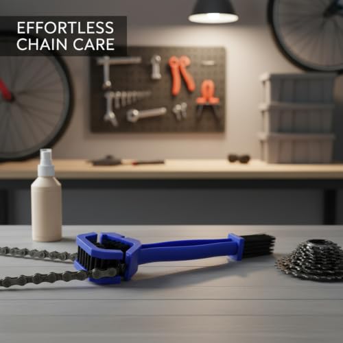 Double-Headed Bicycle Chain Brush for Bike & Motorcycle Cleaning, Durable PP Plastic Tool - color: Blue