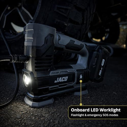 JACO 20V Cordless Tire Inflator Portable Air Compressor | 3.0Ah Lithium-Ion Battery Powered Air Pump