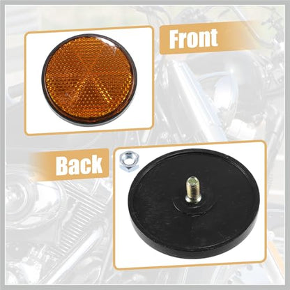 4 Pcs M6x1.0 Orange Red Plastic Universal Round Screw Mount Reflective Warning Reflector with Nut for Motorcycle Bike Replacement Car Parts