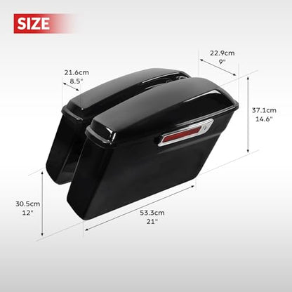 TCT-MOTORPARTS Hard Saddlebags w/Saddle bag LED Turn Signal Light Fit For Harley Touring 2014-2025 Electra Road Street Glide - color: Standard Vivid Black w/Light #1