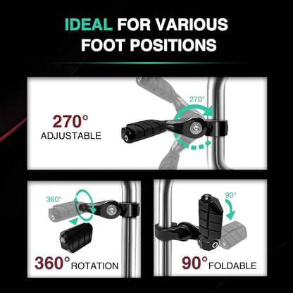 Adjustable Motorcycle Short Armed Highway Pegs Footpegs Foot Rest For 1.25" Engine Guard Crash Bars Compatible with Harley Touring Street Glide Road King Electra Glide Softail Dyna