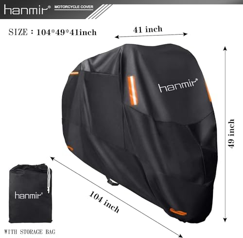 Motorcycle Cover,Motorbike Cover All Season Universal Weather Waterproof Outdoor UV Protection with 4 Reflective Strips & Storage Bag,XXXL Motorcycles Vehicle Cover - size: XX-Large-3X-Large