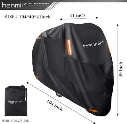 Motorcycle Cover,Motorbike Cover All Season Universal Weather Waterproof Outdoor UV Protection with 4 Reflective Strips & Storage Bag,XXXL Motorcycles Vehicle Cover - size: XX-Large-3X-Large