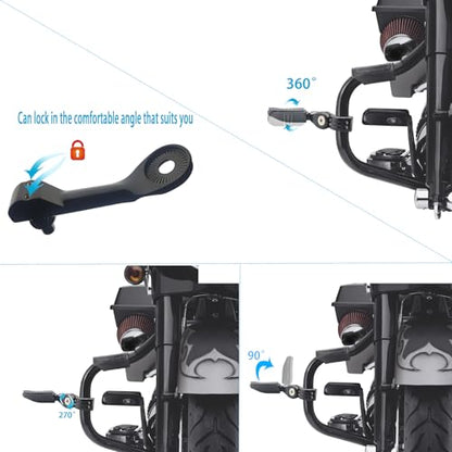 Highway Pegs for Harley Davidson, Universal Motorcycle Footrest, 1.25" Engine Guard Mount,Long Black Aluminum, Anti-Slip Design | Highway Footpegs Universa 1.25" Engine Guard Mount,Long Black Aluminum, Anti-Slip Design