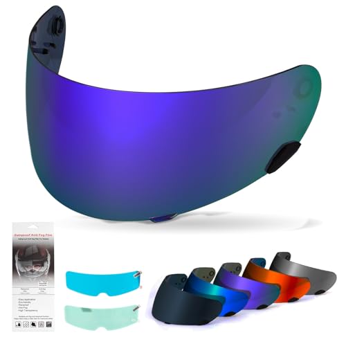XINGWU Motorcycle Helmet Visor for Qualifier Tinted Helmet Visor with Anti-fog Rainproof Film UV Protection Face Shield Replacement for Bell Qualifier/Star/Vortex/RS-1/Revolver (Deep Purple) - color: Deep Purple