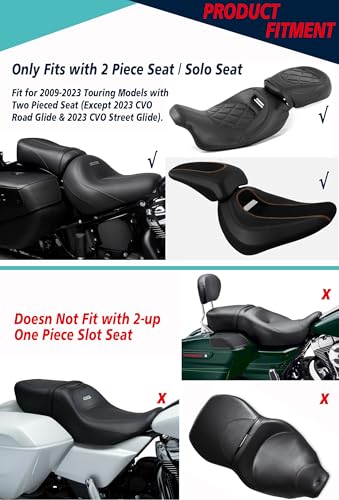 YHMOTO Motorcycle Driver Rider Backrest Pad For Harley Davidson Touring CVO Street Glide Road King Road Glide Electra Glide Ultra Limited models 2009-2023 (Black-Red Stitching) - color: Black-Red Stitching