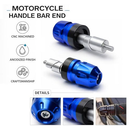 Motorcycle Handle Bar Ends Plug for 17-19 mm Handlebars, Aluminum Heavy Bar End Slider Anti Vibration Handlebar Grip End Weight Caps(Blue) - color: Blue