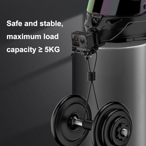 PULUZ Motorcycle Helmet Chin Clamp Mount Camera Mount for Gopro Hero 12 11 10/ Insta360 X3 / DJI Action 4, 360 Rotation Action Camera Holder for Helmets Stable Fast Release Riding Cycling