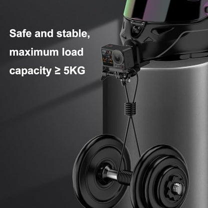 PULUZ Motorcycle Helmet Chin Clamp Mount Camera Mount for Gopro Hero 12 11 10/ Insta360 X3 / DJI Action 4, 360 Rotation Action Camera Holder for Helmets Stable Fast Release Riding Cycling