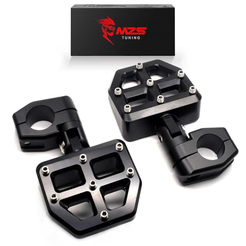 MZS Motorcycle Highway Pegs, 1.25" Highway Foot Pegs Mount Short CNC Aluminum Compatible with Road King Softail Road Electra Street Glide Sportster Vulcan Chief Boulevard for 1 1/4 Engine Guard - color: Black, size: Short Mounting 2