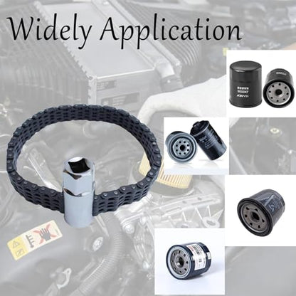 Automotive Oil Filter Chain Wrench Adjustable Oil Filter Wrench Double Chain Oil Filter Removal Tool Fits for 6-14cm