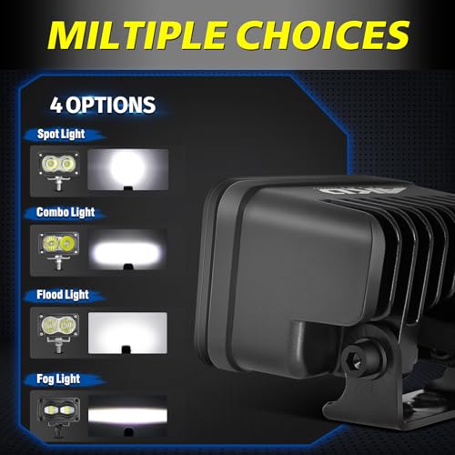 LED Pods with Wiring Harness & Black Covers 3 Inch 40W Spot CREE LED Pod Lights Small Off Road Driving Lights Fog Light 2 Packs for Trucks Motorcycle UTV ATV SUV Dirt Bike - color: White