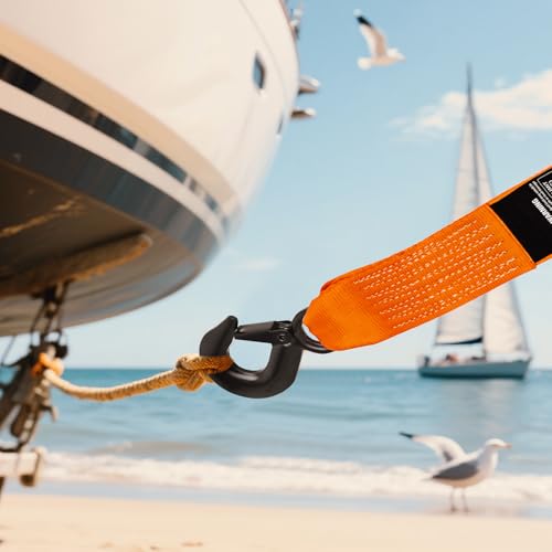 Boat Trailer Winch Strap 2 x 20Inch With Steel Hook 500 LBS Break Strength Winch Strap For Pontoon, Jet Ski, Fishing Boat - color: 2in x 20ft Boat Trailer Winch Strap