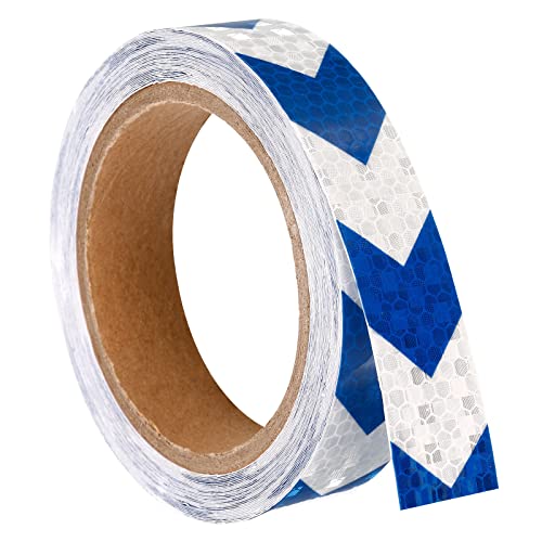 PATIKIL Reflective Tape, 1 Roll 30 Ft x 1-inch Waterproof Adhesive High Visibility Caution Warning Safety Tape Reflector for Trucks Trailers Cars, Arrow White Blue - color: White Blue, size: 30 ft x 1-inch