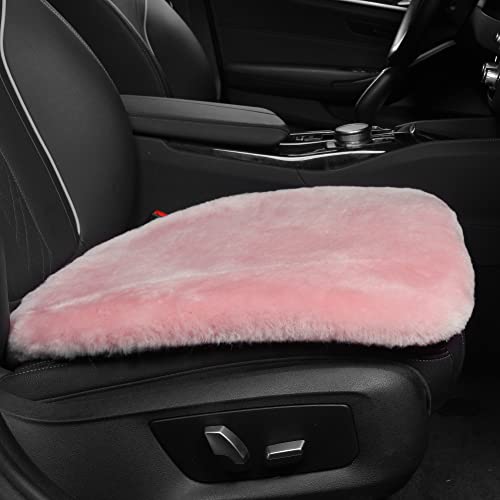 IRIWOOL Genuine Sheepskin Auto Seat Pad, Australian Soft Wool Seat Cover Breathable and Sweat-Wicking Comfort Warm Universal Fit,19.2 inch x19.2 inch (Front seat Cushion 1pc, Pink) - color: Pink, size: 1 Count (Pack of 1)