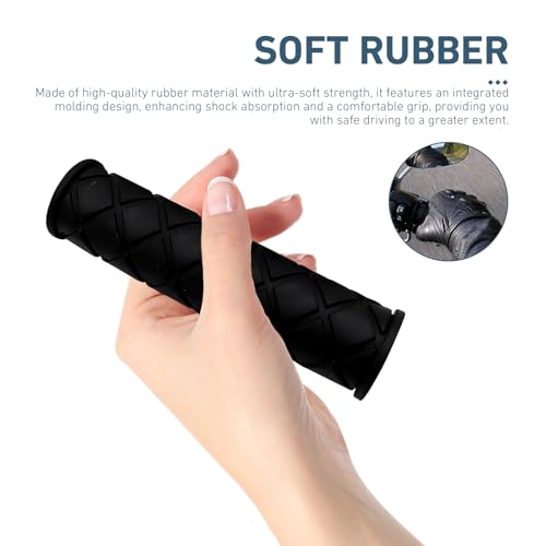 2 PCS 7/8" Motorcycle Hand Grips, Non-Slip Rubber Bar End Grips, Shock-Absorbing Textured Handlebar Covers, Universal for Motocross, Scooters & Dirt Bikes (Black)