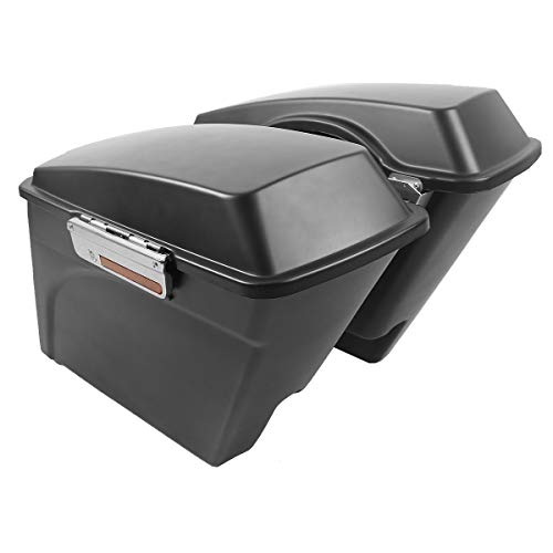 XMT-MOTO Stretched Hard Saddlebags Saddle bags for Harley 1994-2013 Touring models road glide, road king, ultra, street glide, electra glide and 1984-2017 Softail models,Matte Black - color: Matte Black, size: Stretched