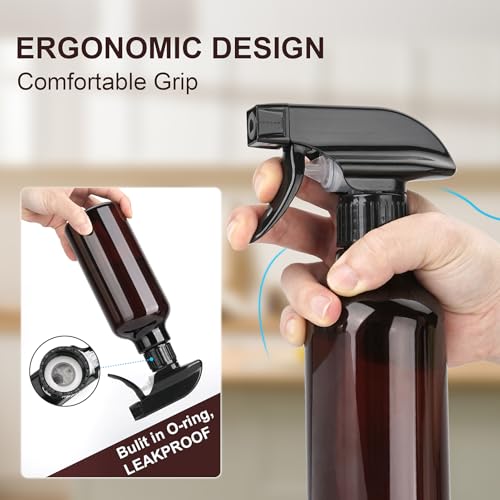Spray Bottles 12oz Plastic Spray Bottle for Hair Mist/Stream Heavy Duty Empty Spray Bottles for Cleaning Solutions, Plants (12oz-Brown) - color: 12oz-Brown