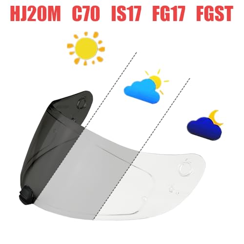 HJ20M Helmet Visor Replacement, Motorcycle Helmet Face Shield Windshield Lens For HJC C70 FG-17 FG-ST IS-17 (Photochromic Clear) - color: Photochromic Clear