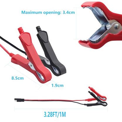 ‎LANMINGLEL SAE to Battery Alligator Clip,14AWG 12V 24V Battery Crocodile Clip to SAE Connector Extension Cable with Polarity Reverse Adapter for Motorcycles,Car,Solar Power Charging (1M) B - size: 1M, style: SAE to Battery Alligator Clip B