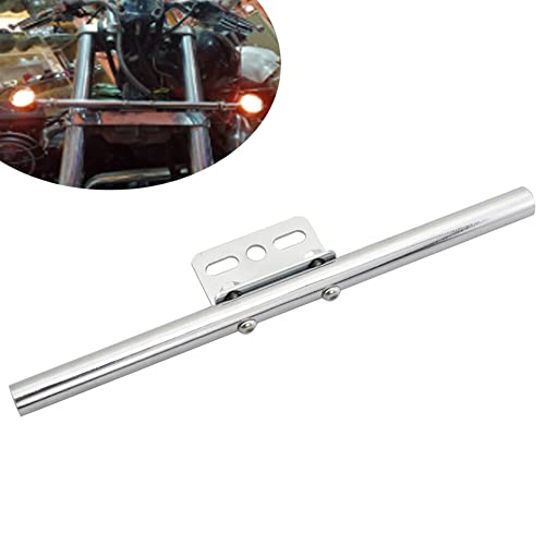 FSFY Metal Steel Front Rear Short Mount Turn Signal Light Tube Bar Bracket for for HONDA for Kawasaki for Yamaha for Suzuki for Harley bikes Touring Chopper Custom Applications, Silver