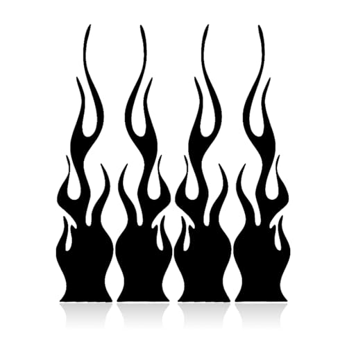 4 PCS Reflective Flame Car Stickers Waterproof Self-Adhesive Safety Racing Flame Decals for Car Bumper Mirror Motorcycle Helmet Skateboard Laptop, Car Decoration Accessories Black - color: Black