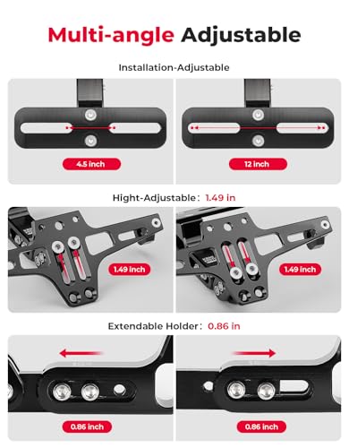 KEMIMOTO Universal Motorcycle License Plate Bracket with LED Light Fender Eliminator Kit CNC Aluminum Motorcycle Tail Tidy License Plate Holder Mount Black - color: Black