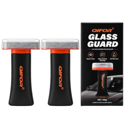 QIFOR Oil Film Remover for Car Windshields and Windows, Automotive Glass Cleaner for Oil Residue & Road Grime, Improves Visibility & Safe Driving (2 PCS)