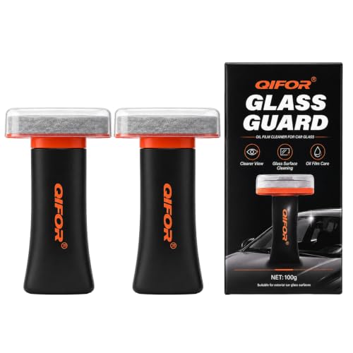 QIFOR Oil Film Remover for Car Windshields and Windows, Automotive Glass Cleaner for Oil Residue & Road Grime, Improves Visibility & Safe Driving (2 PCS)